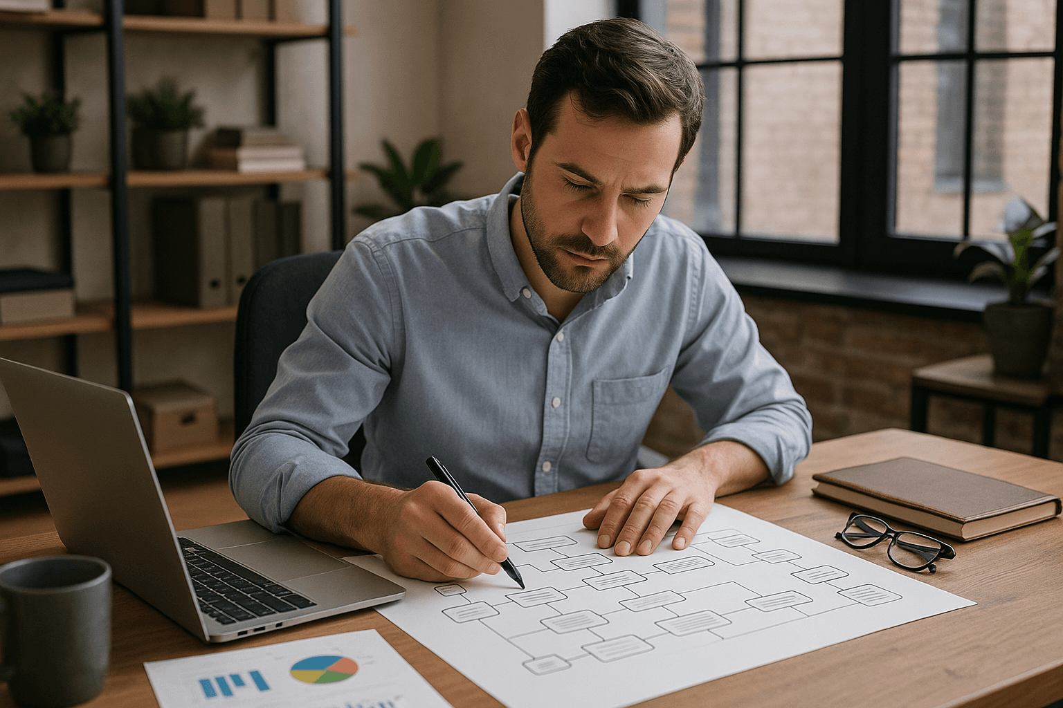 Strategic automation blueprint diagram showing customized workflow architecture, platform integrations, and system connections for business automation